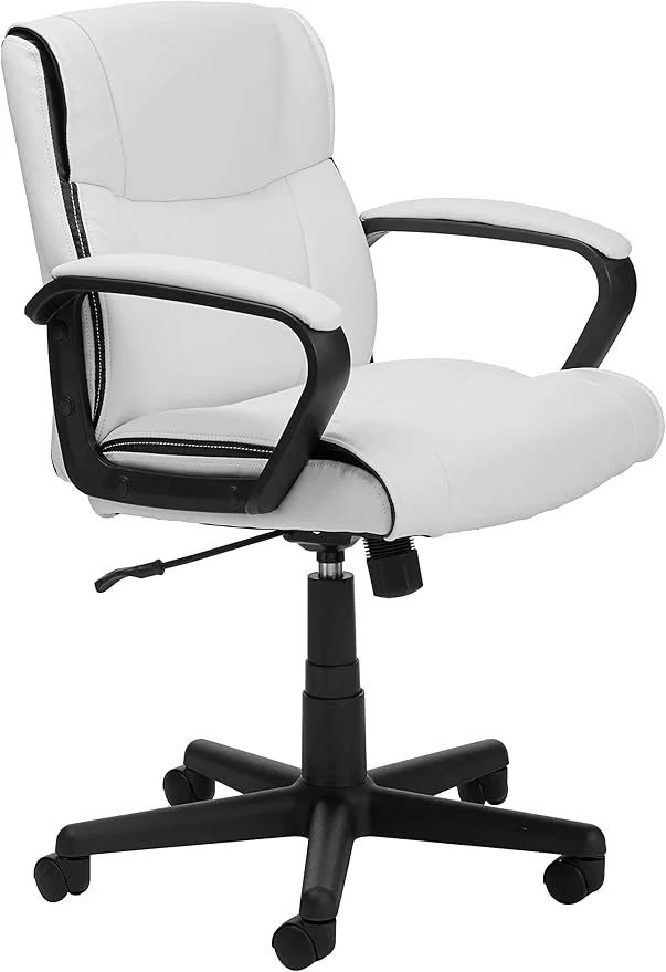 White Padded Office Chair with Armrests