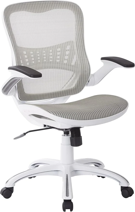 Office Star White Mesh 2-to-1 Synchro & Lumbar Support Chair 