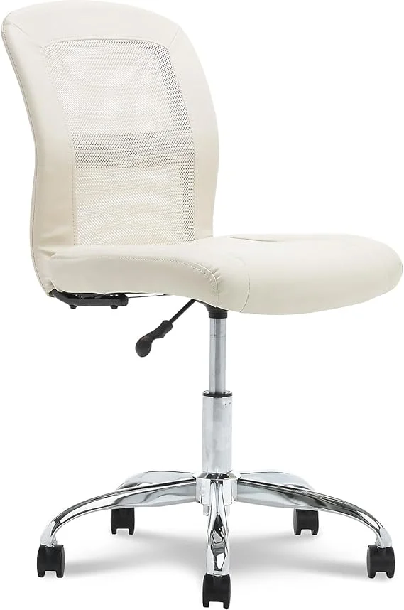 Serta Essential White Office Chair With No Armrest